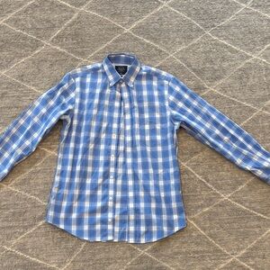 Charles Tyrwhitt Blue and White Plaid Men's Shirt